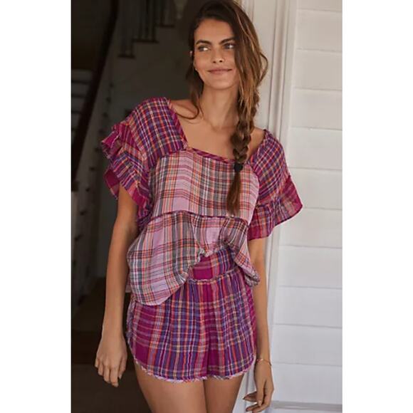 NWT Anthropologie Gingham Gauzy Comfy Shorts - Small - Picture 3 of 9